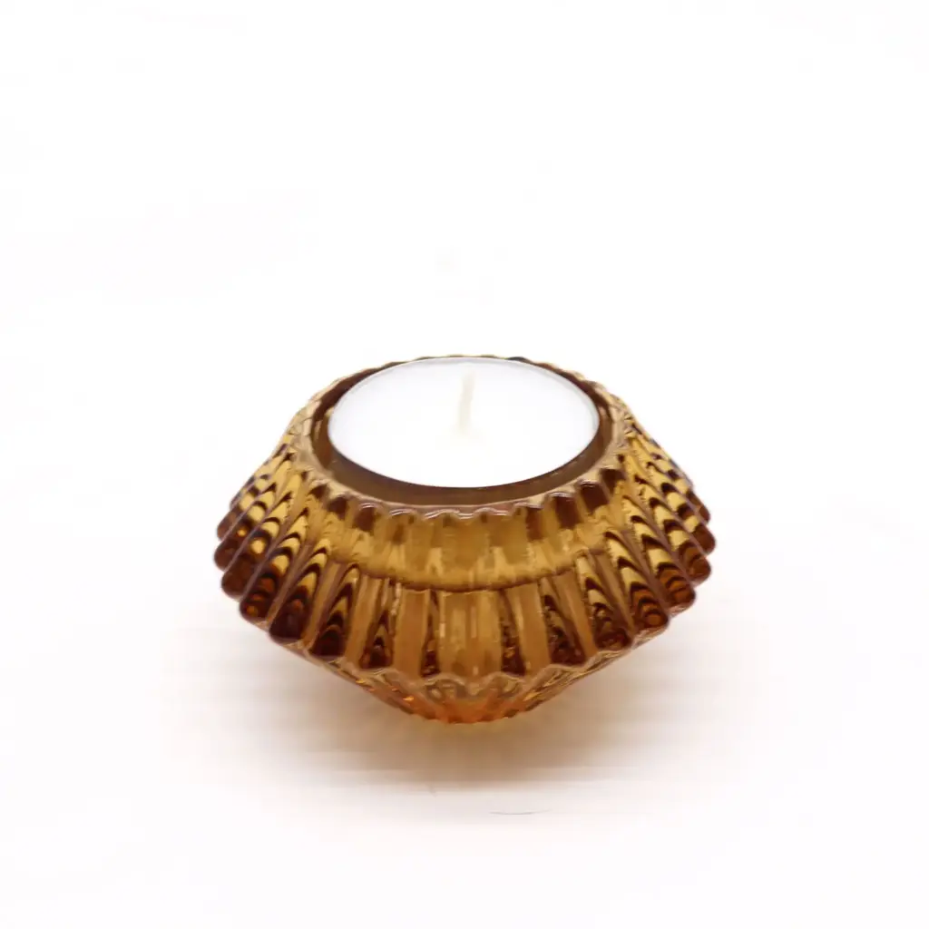 Flower Flip Dinner Candle / Tealight Holder – Antique Amber | www.artisangoods.co.uk 3