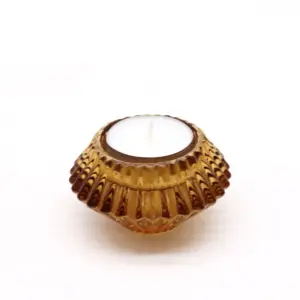 Flower Flip Dinner Candle / Tealight Holder – Antique Amber | www.artisangoods.co.uk 3