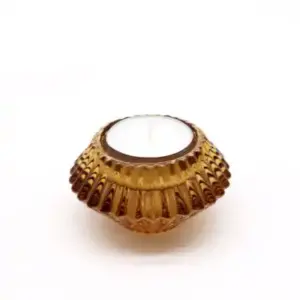 Flower Flip Dinner Candle / Tealight Holder – Antique Amber | www.artisangoods.co.uk 6