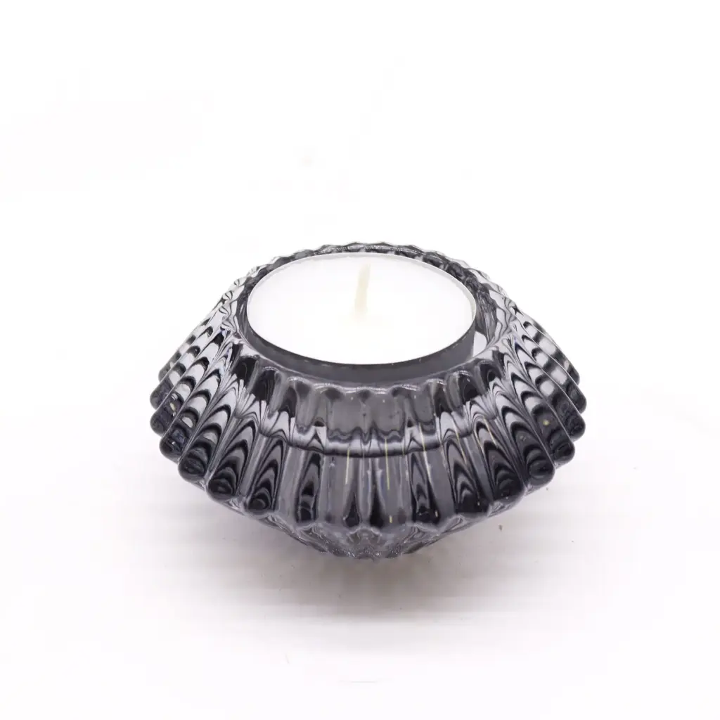 Flower Flip Dinner Candle / Tealight Holder – Midnight Grey | www.artisangoods.co.uk 3