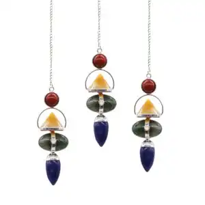 Four Elements Gemstone Pendulum – Red Jasper, Yellow Adventurine, Moss Agate, Sodalite & Moonstone | www.artisangoods.co.uk