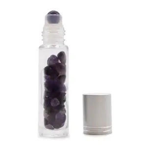 Gemstone Essential Oil Roller Bottle – Amethyst  – Silver Cap | www.artisangoods.co.uk 3
