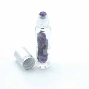 Gemstone Essential Oil Roller Bottle – Amethyst  – Silver Cap | www.artisangoods.co.uk 4