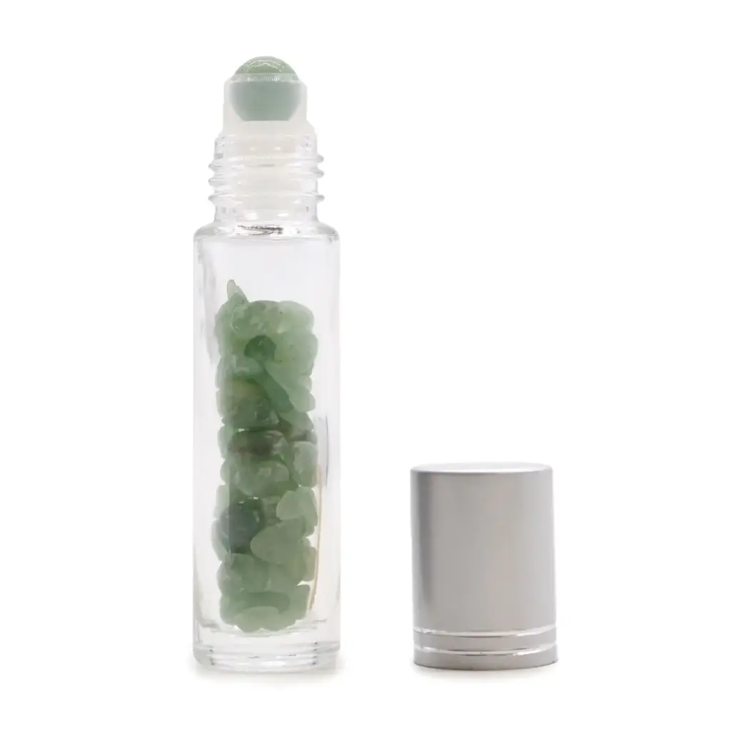 Gemstone Essential Oil Roller Bottle – Aventurine – Silver Cap | www.artisangoods.co.uk