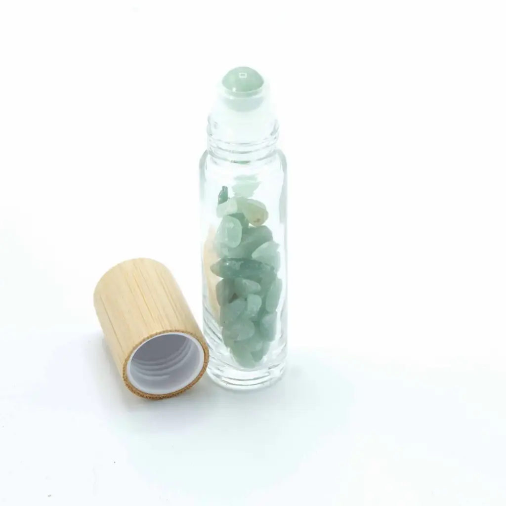 Gemstone Essential Oil Roller Bottle – Aventurine – Wooden Cap | www.artisangoods.co.uk 4