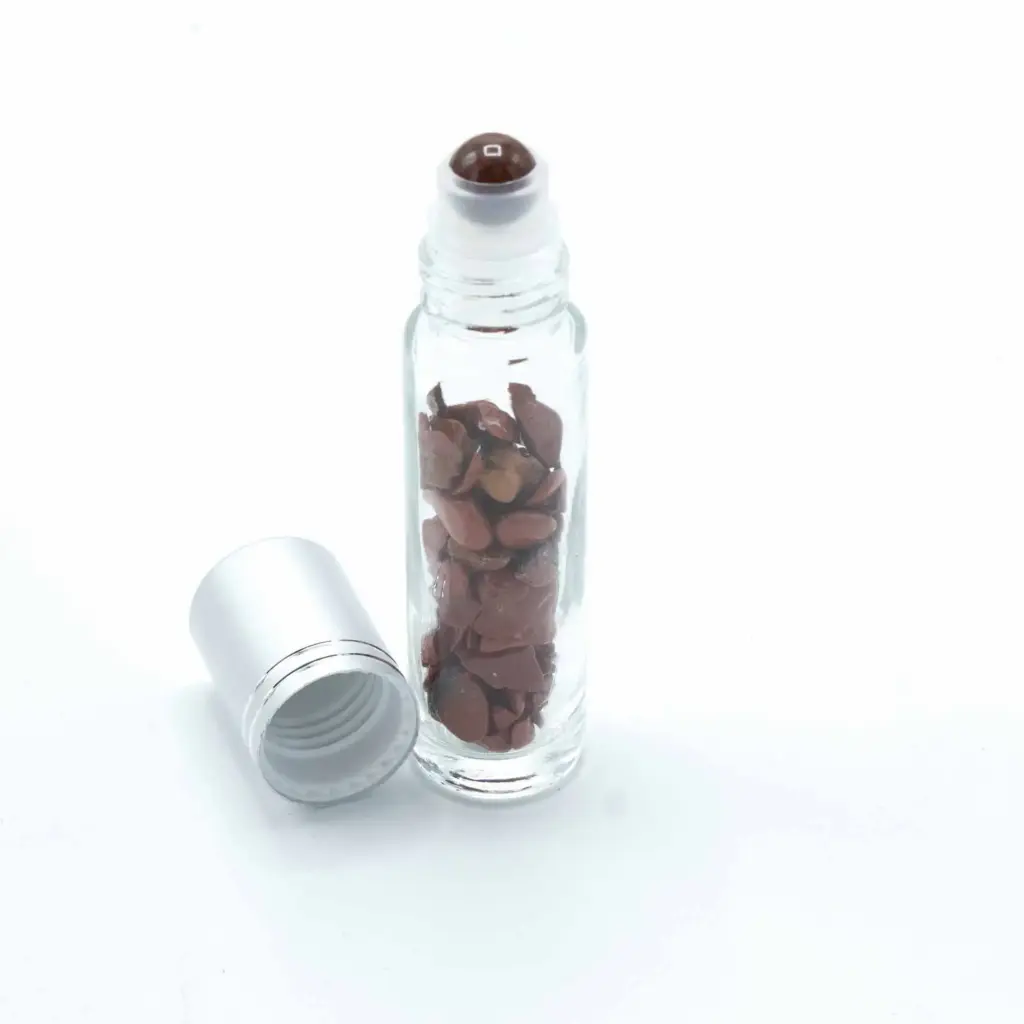 Gemstone Essential Oil Roller Bottle – Red Jasper  – Silver Cap | www.artisangoods.co.uk 4