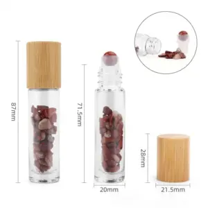 Gemstone Essential Oil Roller Bottle – Red Jasper  – Wooden Cap | www.artisangoods.co.uk 2
