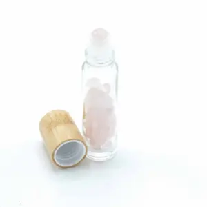 Gemstone Essential Oil Roller Bottle – Rose Quartz  – Wooden Cap | www.artisangoods.co.uk 4