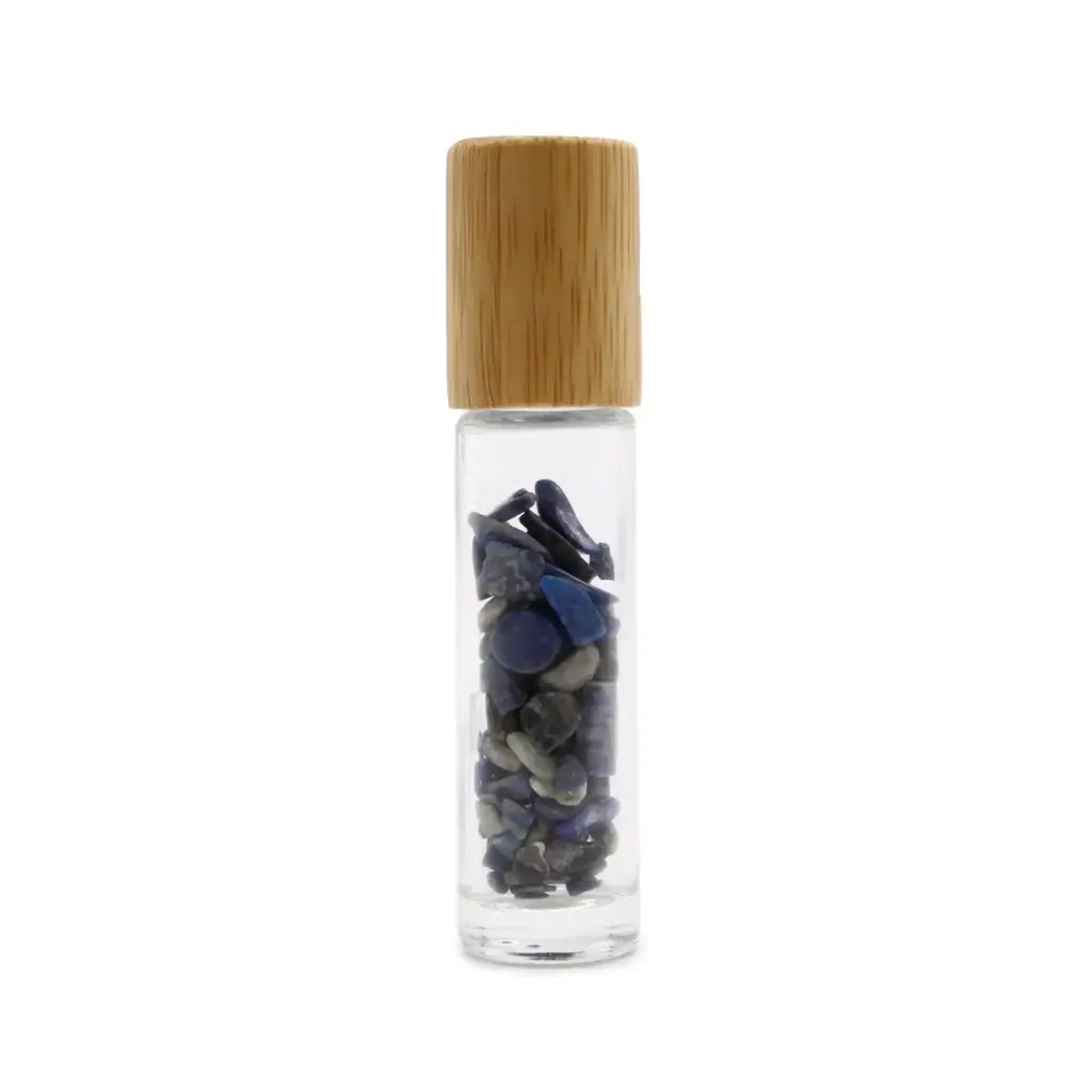Gemstone Essential Oil Roller Bottle – Sodalite  – Wooden Cap | www.artisangoods.co.uk 3
