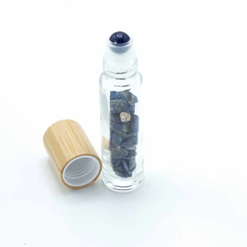 Gemstone Essential Oil Roller Bottle – Sodalite  – Wooden Cap | www.artisangoods.co.uk 4