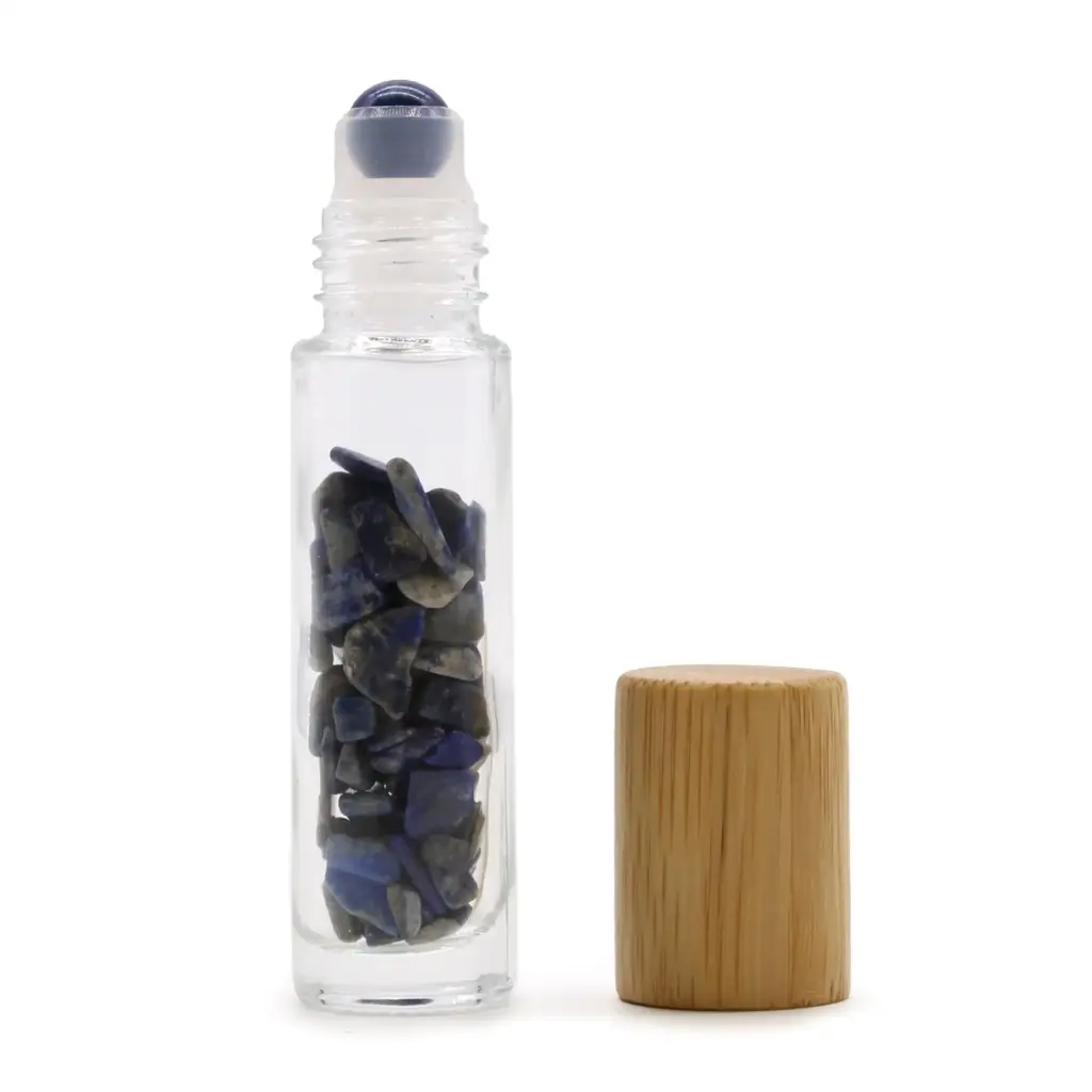 Gemstone Essential Oil Roller Bottle – Sodalite  – Wooden Cap | www.artisangoods.co.uk