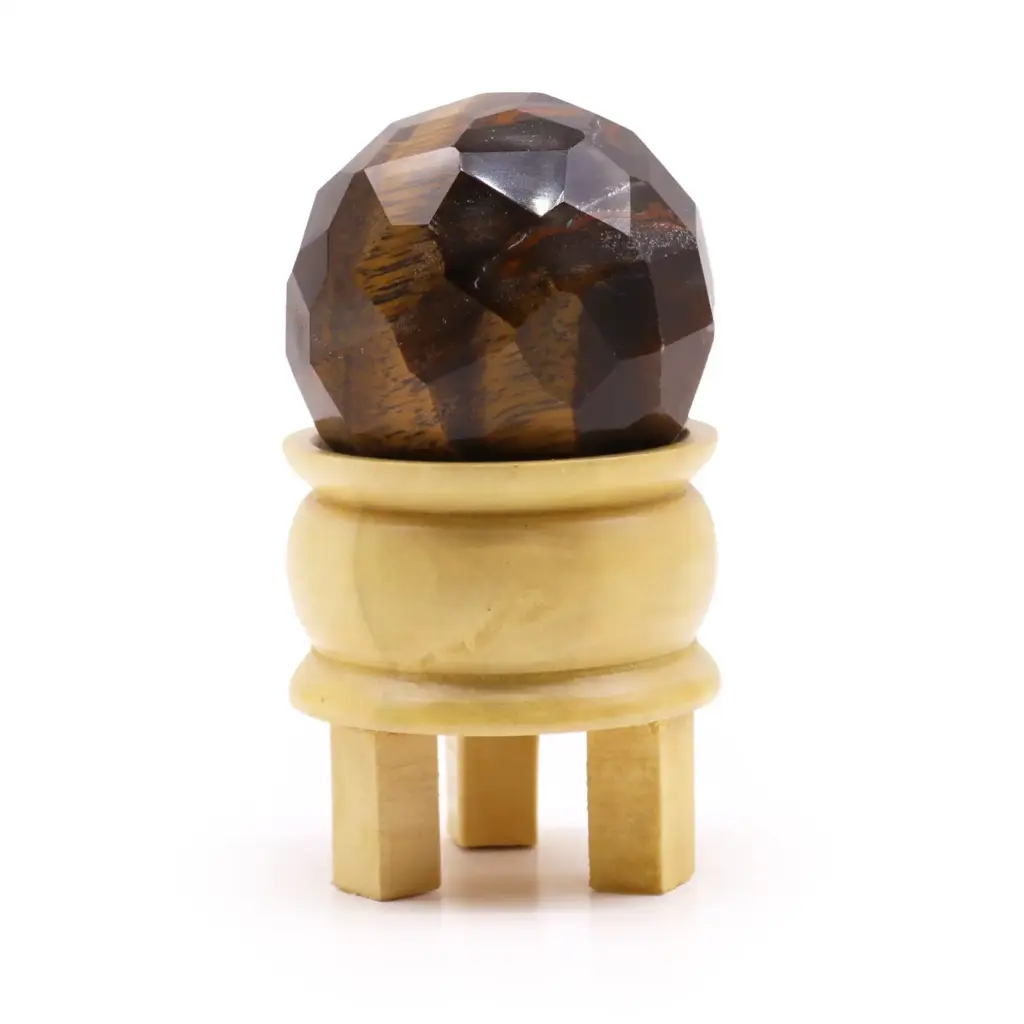 Gemstone Faceted Healing Ball & Stand – Tigereye | www.artisangoods.co.uk