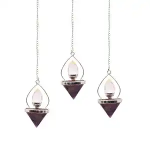 Gemstone Lantern of Life Pendulum – Amethyst & Rock Quartz | www.artisangoods.co.uk