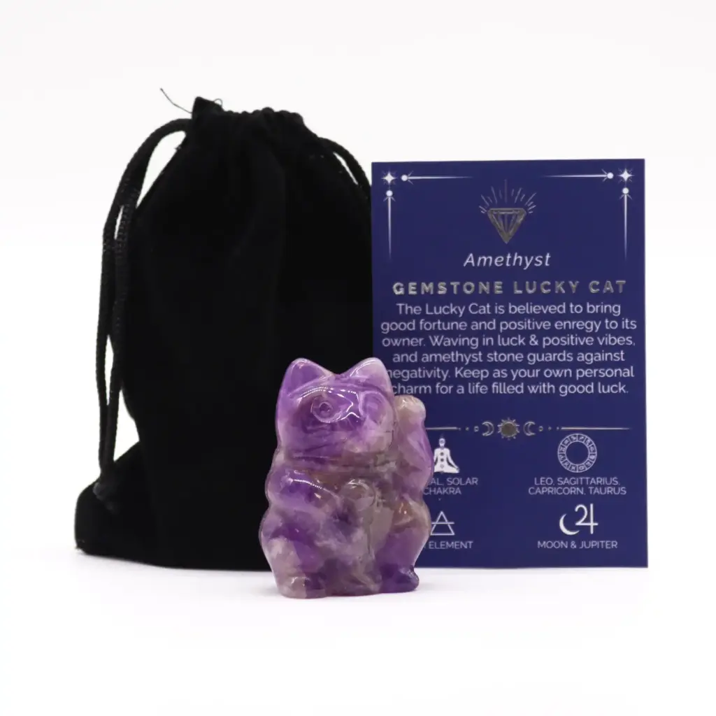 Gemstone Lucky Cat – Amethyst | www.artisangoods.co.uk