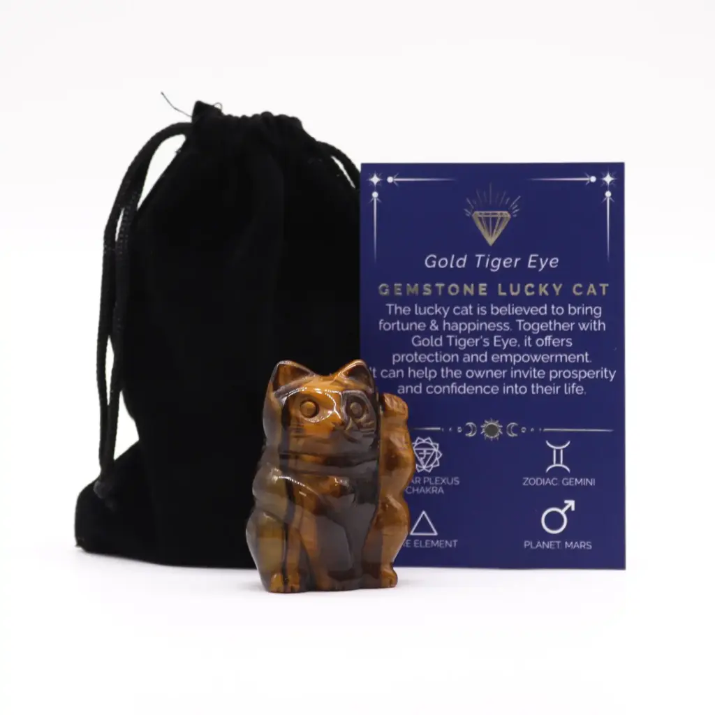 Gemstone Lucky Cat – Gold Tiger Eye | www.artisangoods.co.uk