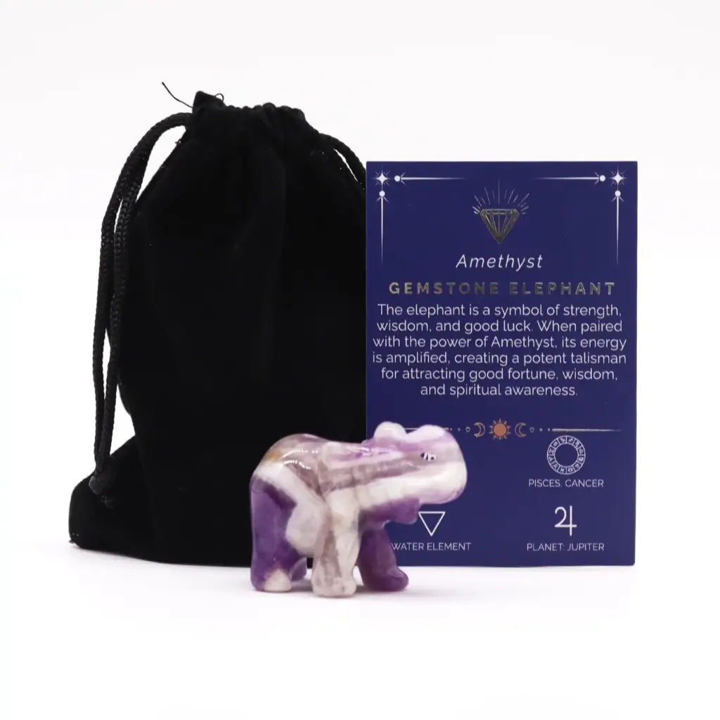 Gemstone Lucky Elephant – Amethyst | www.artisangoods.co.uk