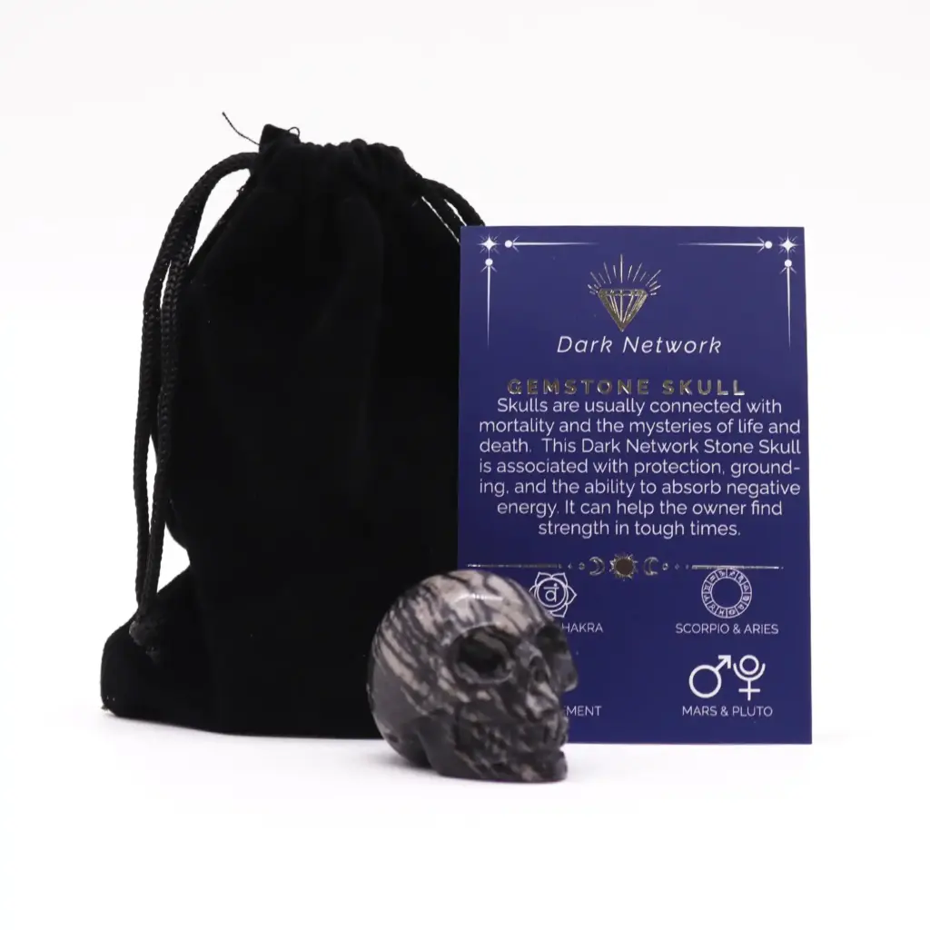 Gemstone Small Skull – Dark Network Stone | www.artisangoods.co.uk