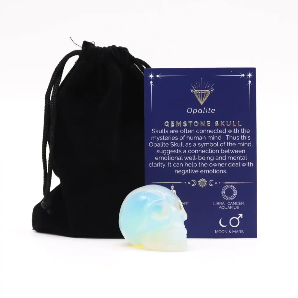 Gemstone Small Skull – Opalite | www.artisangoods.co.uk