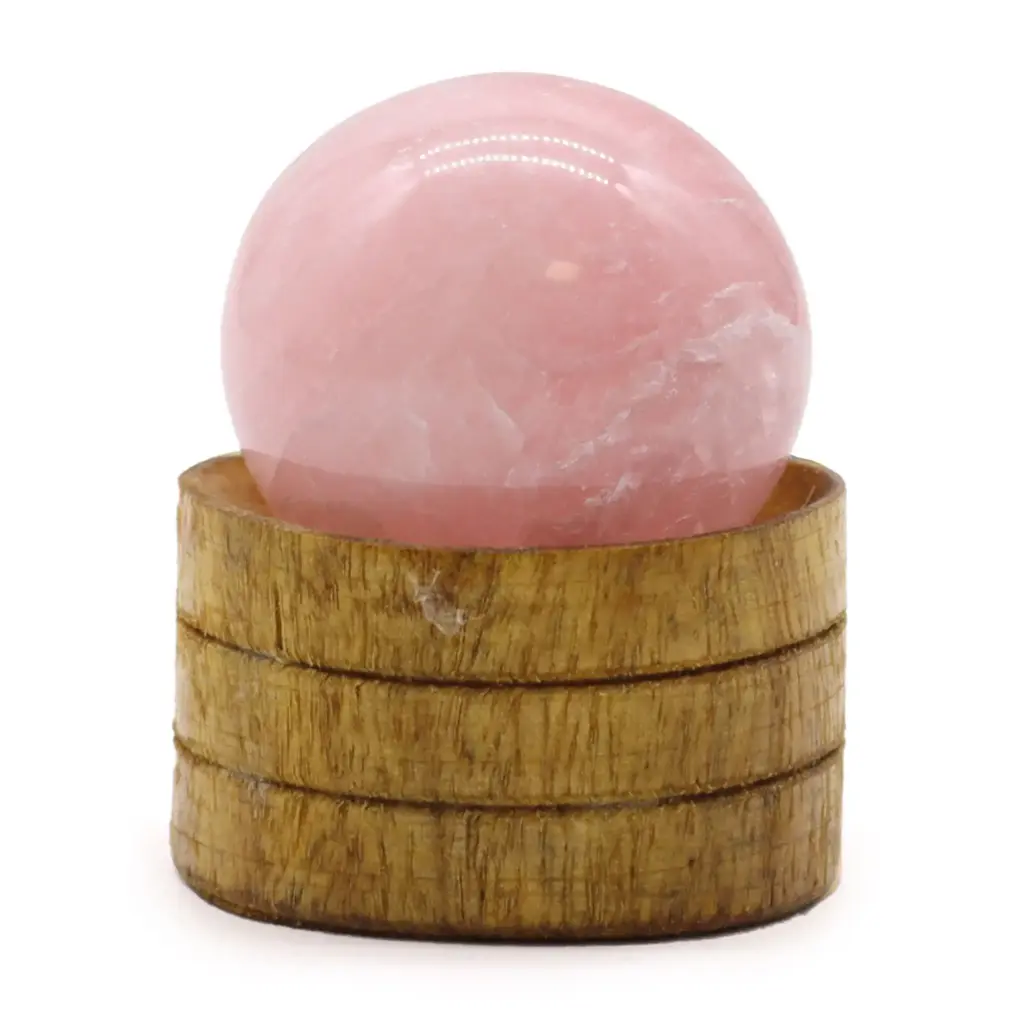 Gemstone Sphere 40mm – Rose Quartz with Stand | www.artisangoods.co.uk