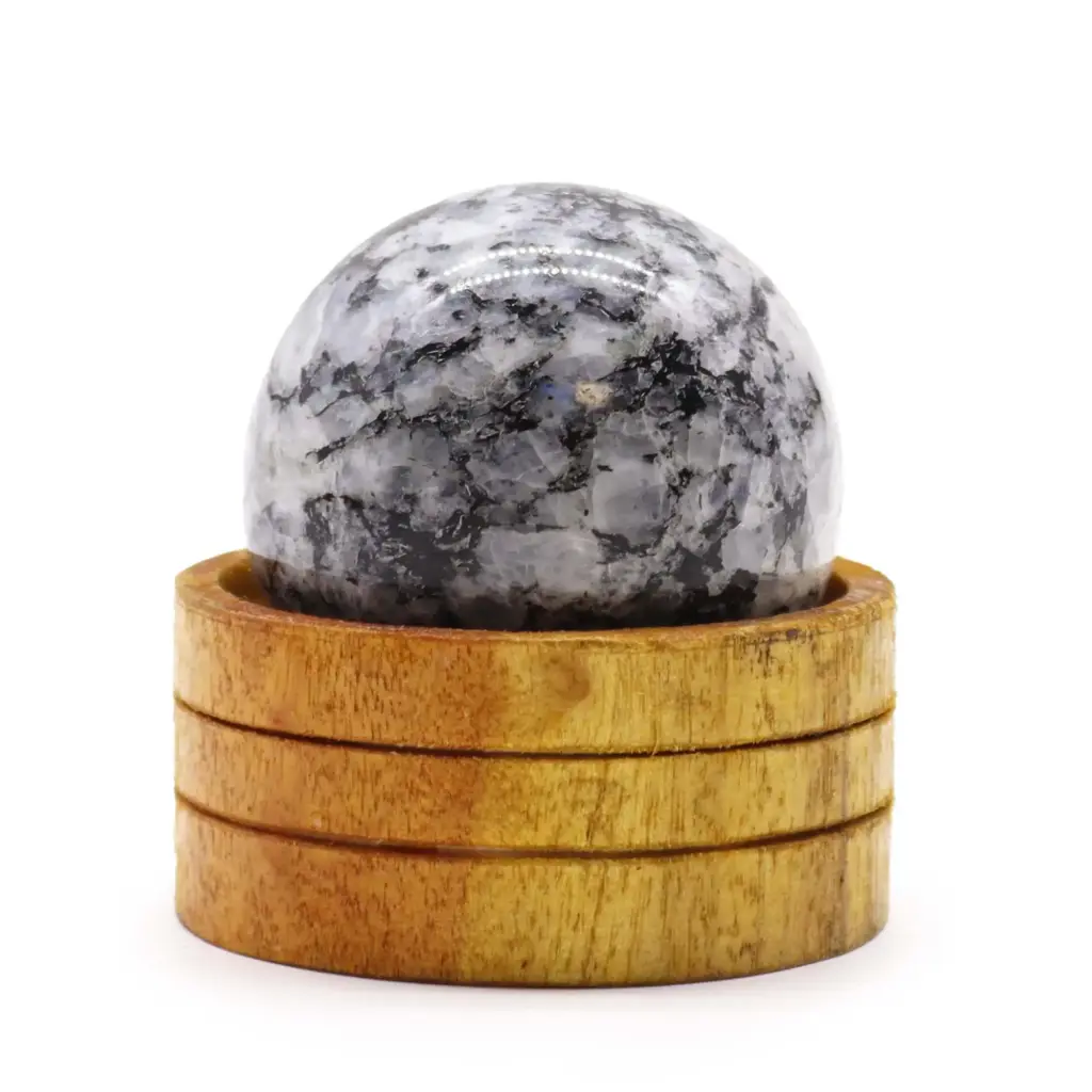 Gemstone Sphere 50mm – Indian Moonstone  with Stand | www.artisangoods.co.uk