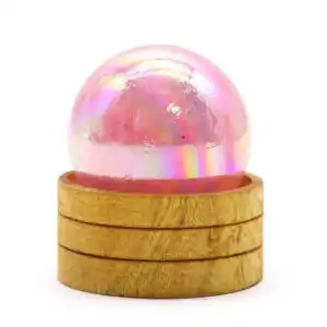 Gemstone Sphere 50mm – Rose Quartz Titanium Aura with Stand | www.artisangoods.co.uk