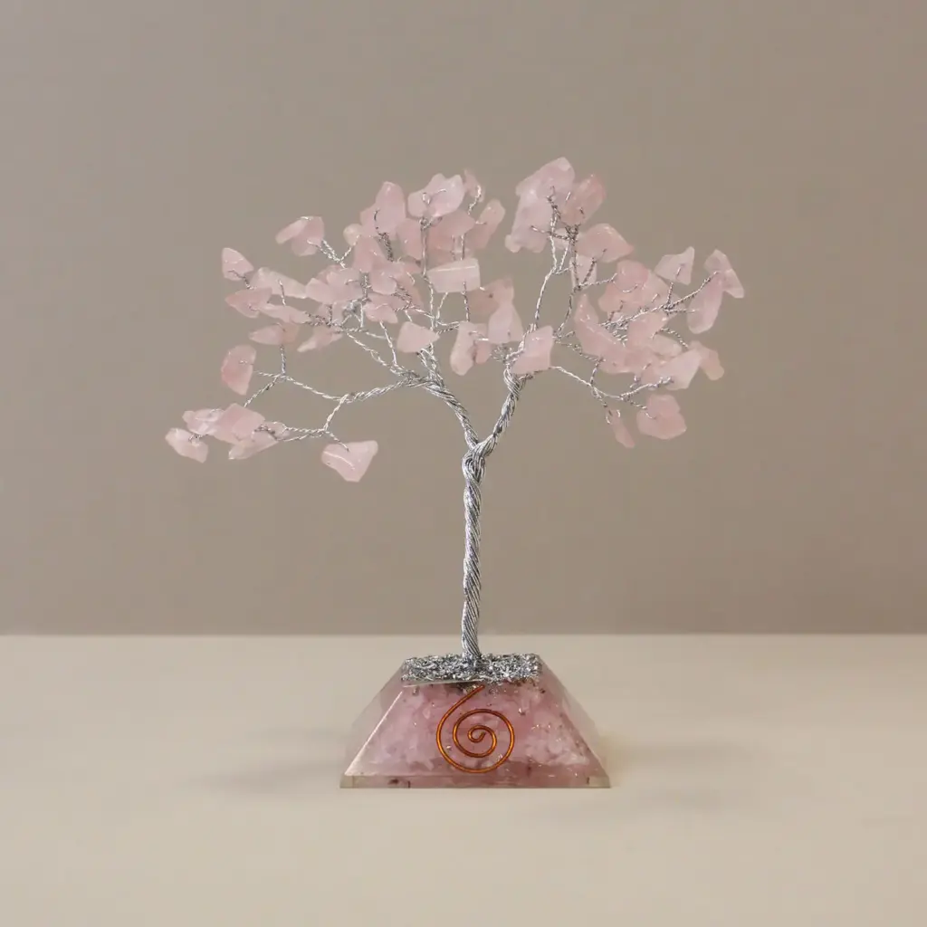 Gemstone Tree with Organite Base – 80 Stone – Rose Quartz | www.artisangoods.co.uk