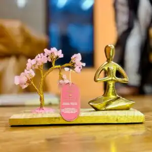 Gemstone Yoga Garden – Namaste Pose – Rose Quartz Tilted Tree – 100 chipstones | www.artisangoods.co.uk