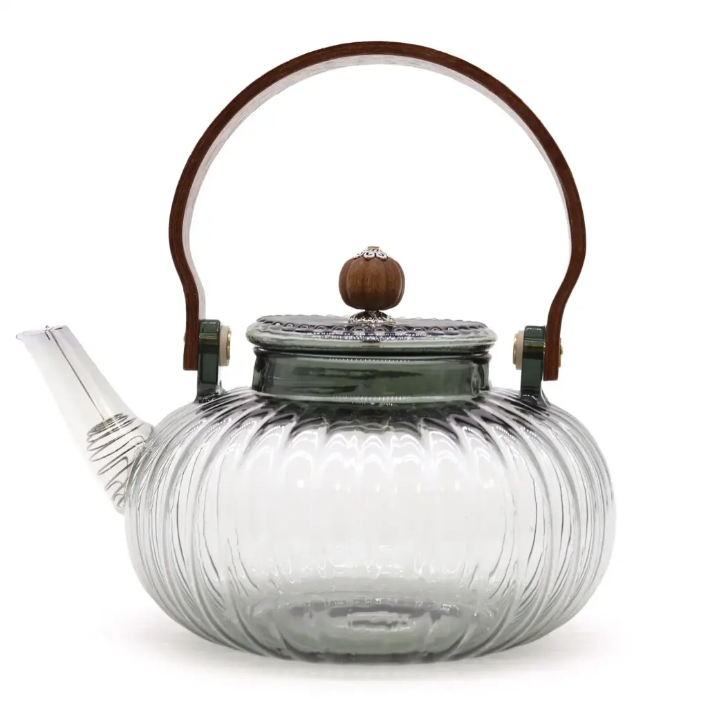Glass Infuser Teapot – Charcoal Ribbed Pearl – 950ml | www.artisangoods.co.uk