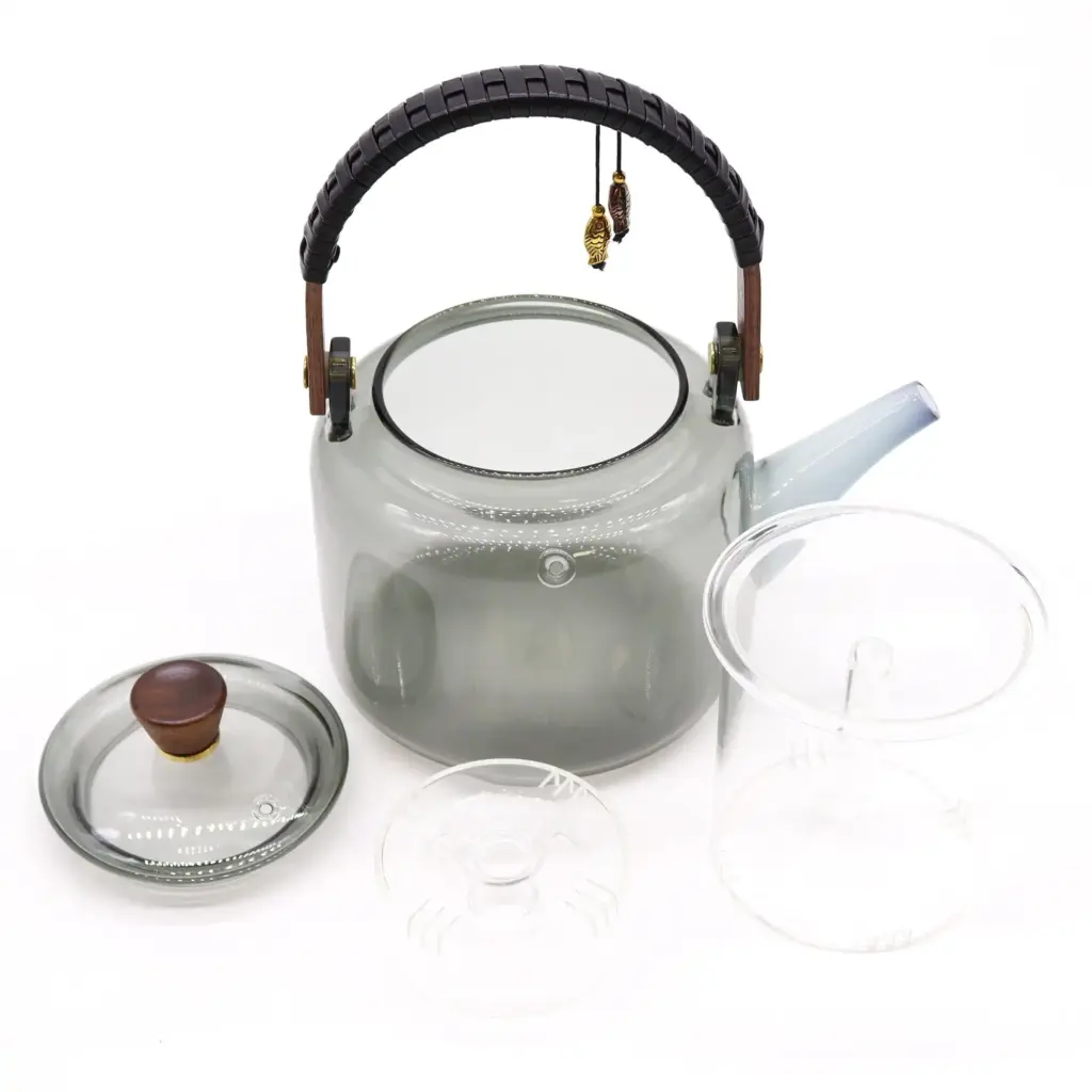 Glass Infuser Teapot – With Steamer System Charcoal  – 1000ml | www.artisangoods.co.uk 3