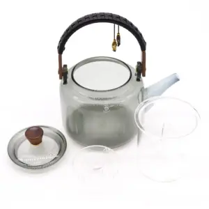 Glass Infuser Teapot – With Steamer System Charcoal  – 1000ml | www.artisangoods.co.uk 3
