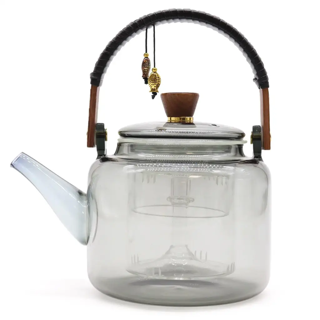 Glass Infuser Teapot – With Steamer System Charcoal  – 1000ml | www.artisangoods.co.uk