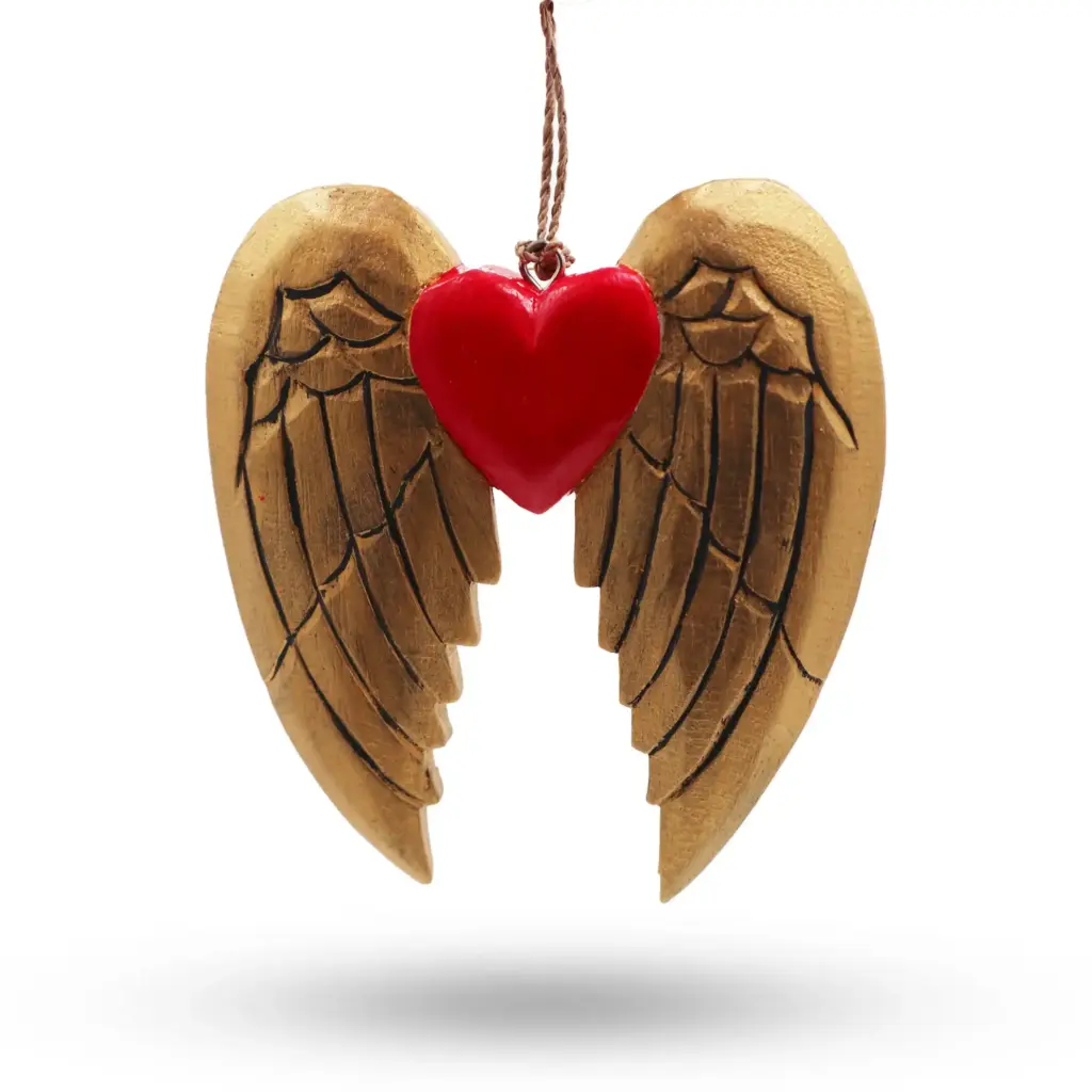 Gold Xmas Angel Wing & Heart – black detail | www.artisangoods.co.uk