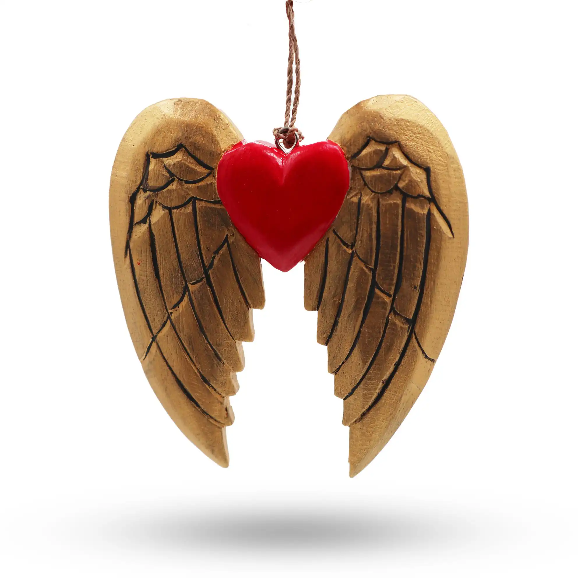 Gold Xmas Angel Wing & Heart – black detail | www.artisangoods.co.uk 2 Gold Xmas Angel Wing & Heart – black detail | www.artisangoods.co.uk