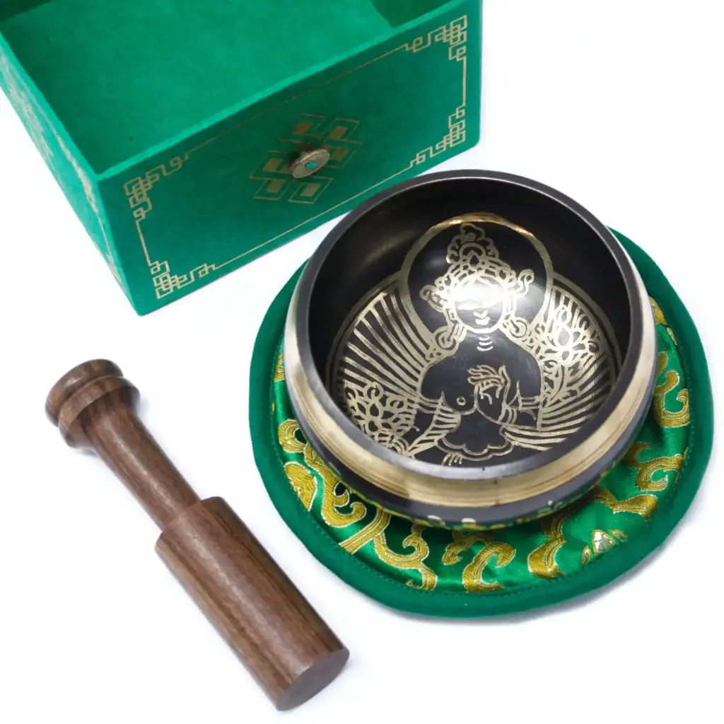 Green Tara Singing Bowl Set 10cm (min 380gm) | www.artisangoods.co.uk 2 Green Tara Singing Bowl Set 10cm (min 380gm) | www.artisangoods.co.uk 2