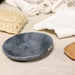 Grey Soapstone Soap Dish 10x12cm- Classic Oval | www.artisangoods.co.uk 8