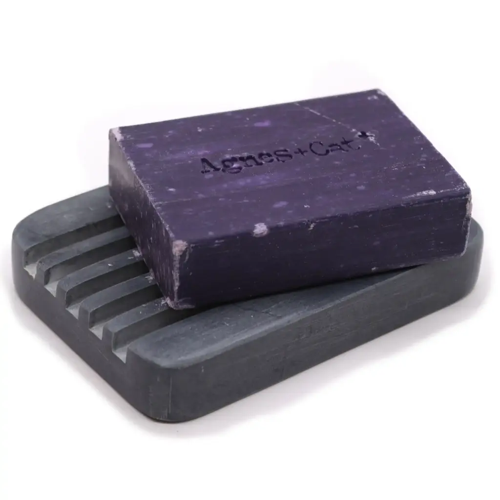 Grey Soapstone Soap Dish 12×8.5cm – Heavey Ridges | www.artisangoods.co.uk