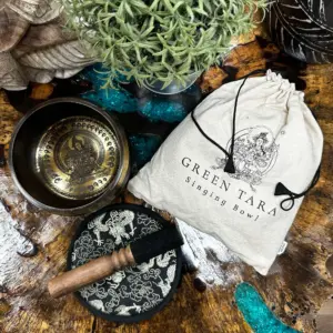 Hand Beaten & Engraved Singing Bowl Gift Set – 14cm – Green Tara | www.artisangoods.co.uk 5