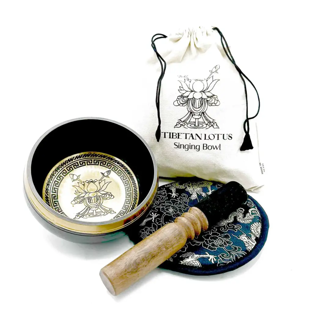 Hand Beaten & Engraved Singing Bowl Gift Set – 14cm – Lotus Flower | www.artisangoods.co.uk Hand Beaten & Engraved Singing Bowl Gift Set – 14cm – Lotus Flower | www.artisangoods.co.uk