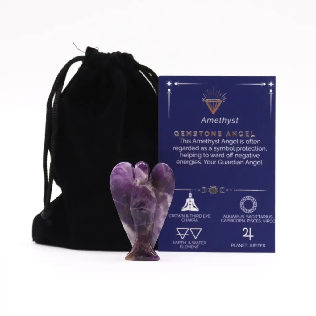 Hand Carved Gemstone Angel – Amethyst | www.artisangoods.co.uk