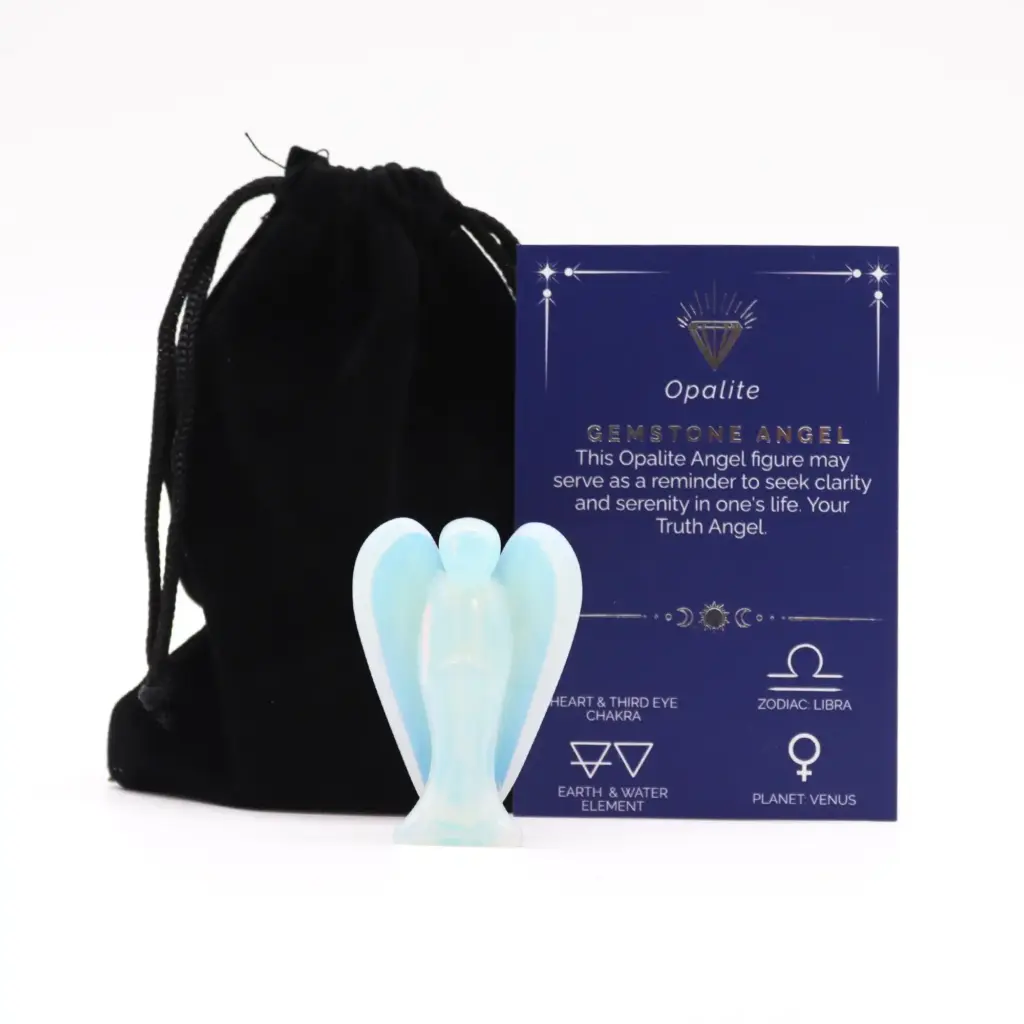Hand Carved Gemstone Angel – Opalite | www.artisangoods.co.uk