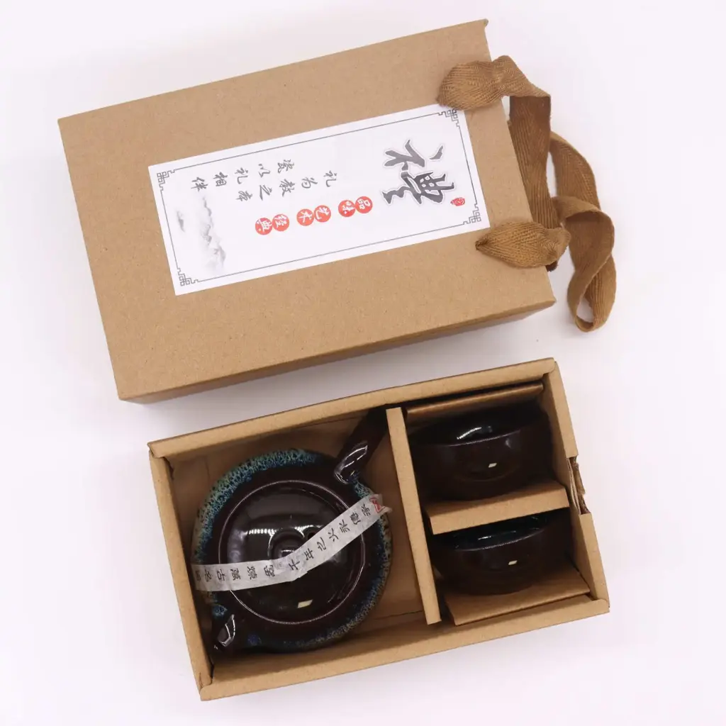 Herbal Black Glaze Teapot Set – Pot & Two Cups | www.artisangoods.co.uk 4