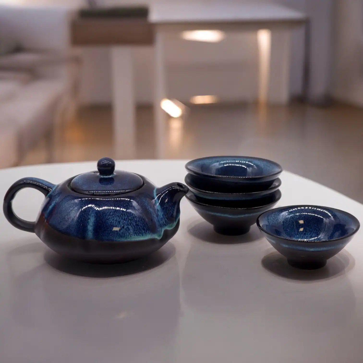 Herbal Blues Teapot Set – Pot & Four Cups | www.artisangoods.co.uk 2 Herbal Blues Teapot Set – Pot & Four Cups | www.artisangoods.co.uk 1