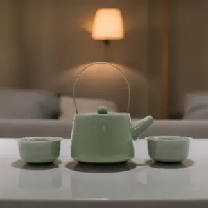 Herbal Jade Teapot Set – Pot & Two Cups | www.artisangoods.co.uk 2