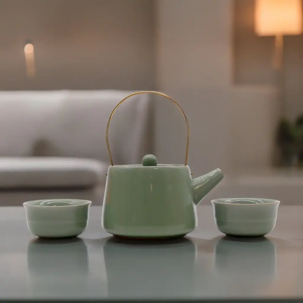 Herbal Jade Teapot Set – Pot & Two Cups | www.artisangoods.co.uk