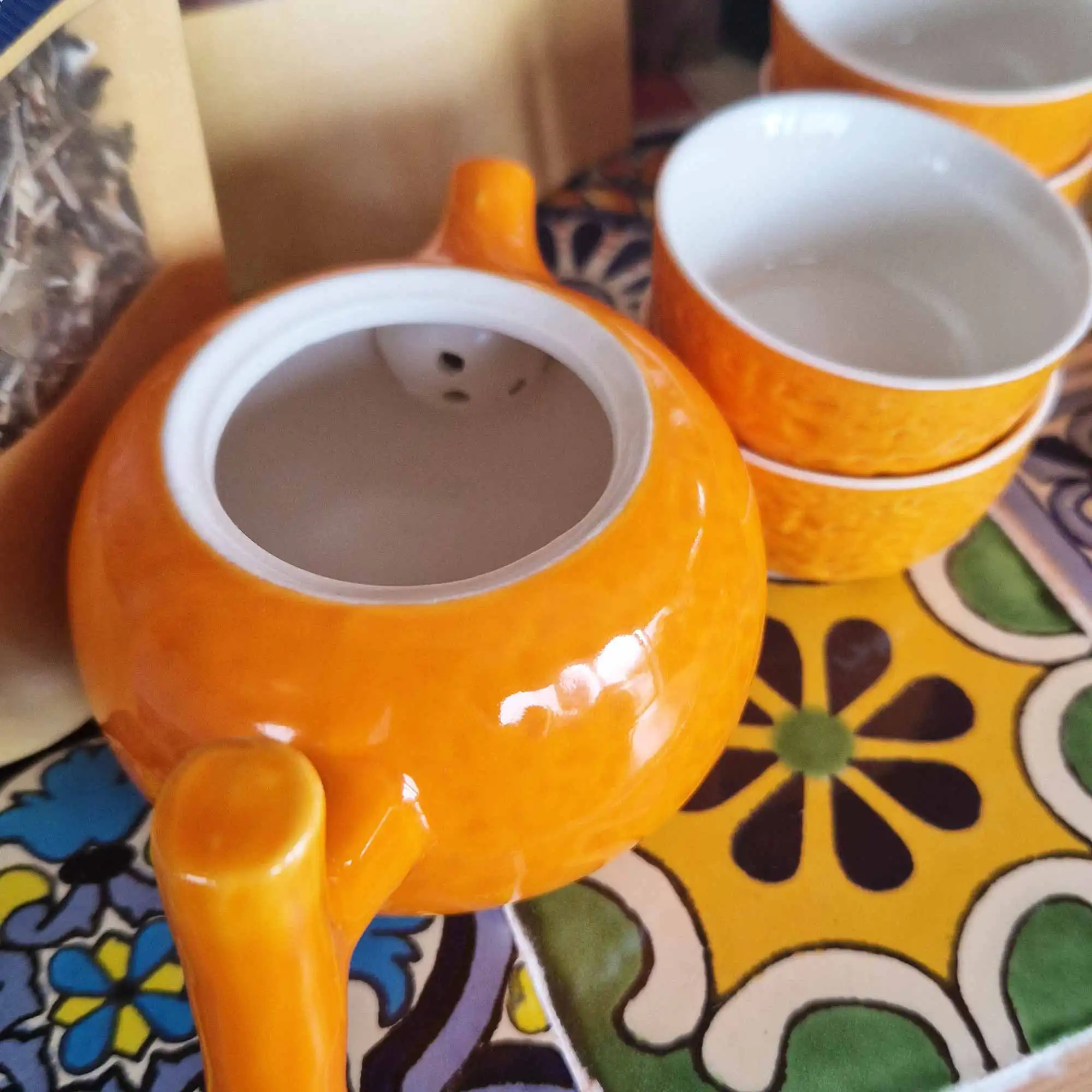 Herbal Orange Teapot Set – Pot & Four Cups | www.artisangoods.co.uk 7 Herbal Orange Teapot Set – Pot & Four Cups | www.artisangoods.co.uk 6