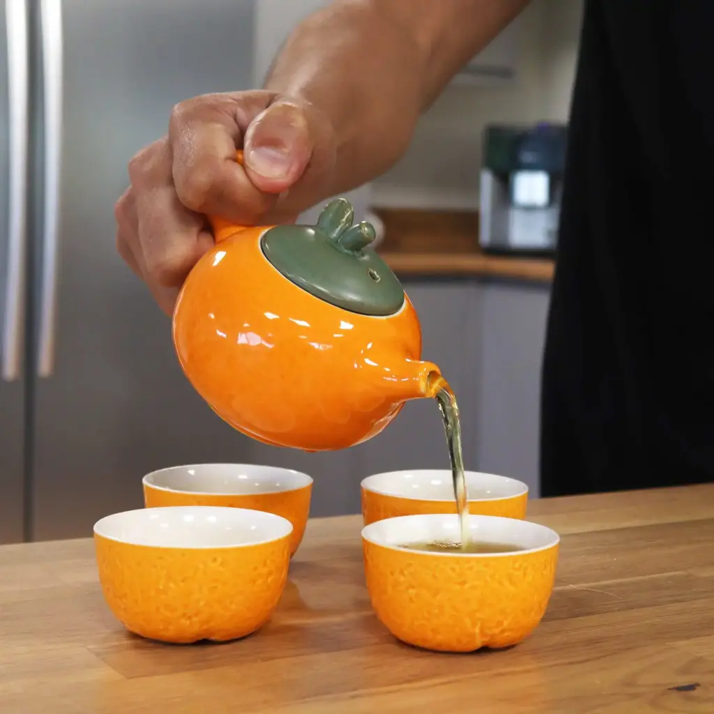 Herbal Orange Teapot Set – Pot & Four Cups | www.artisangoods.co.uk 5