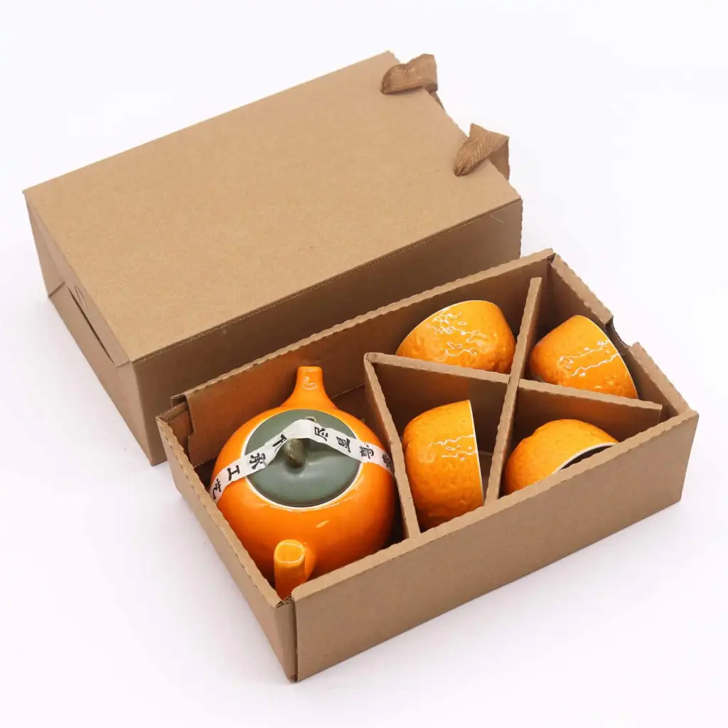 Herbal Orange Teapot Set – Pot & Four Cups | www.artisangoods.co.uk 3
