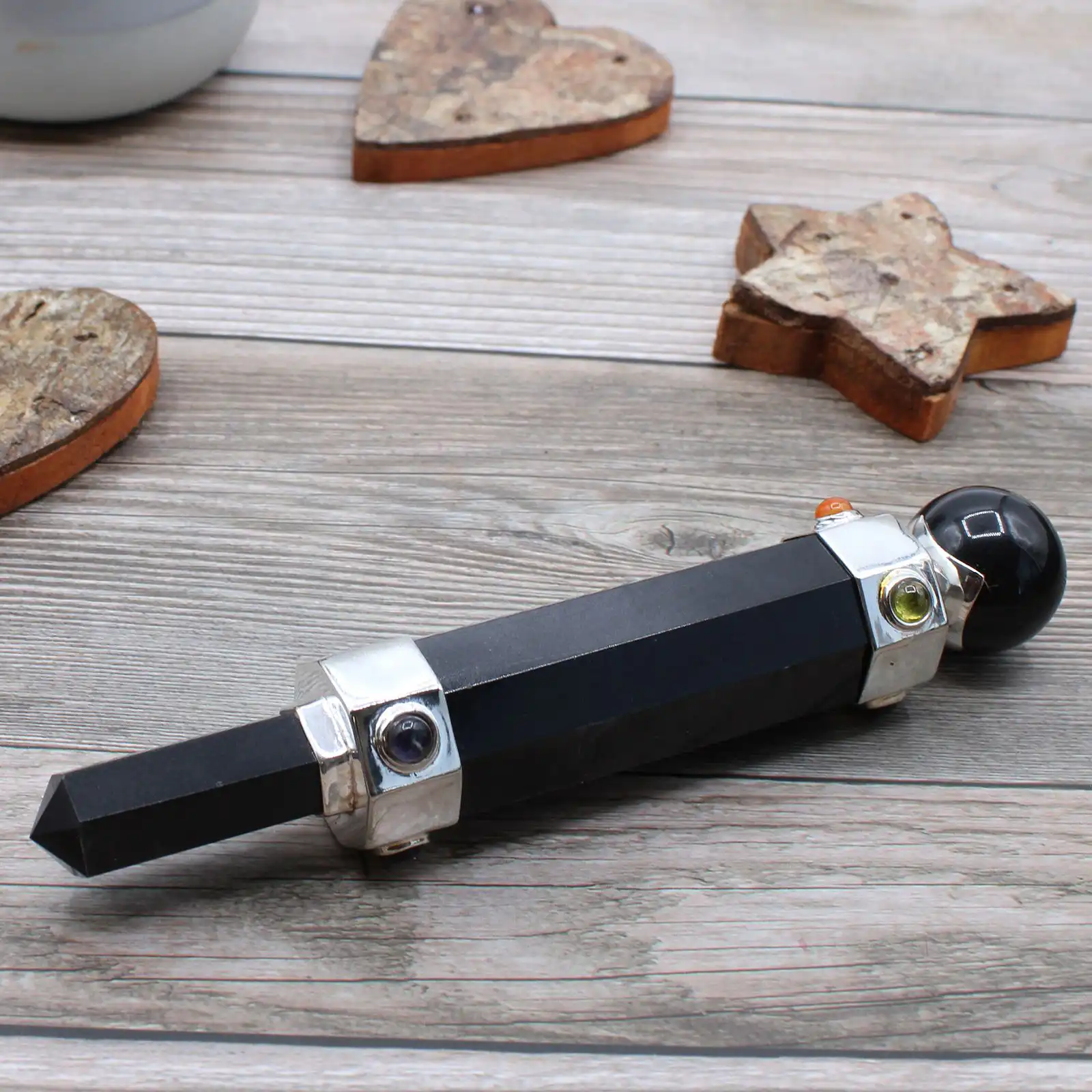 Hexagonal Crystal Healing Wand – 12cm – Black Agate | www.artisangoods.co.uk 4 Hexagonal Crystal Healing Wand – 12cm – Black Agate | www.artisangoods.co.uk 3