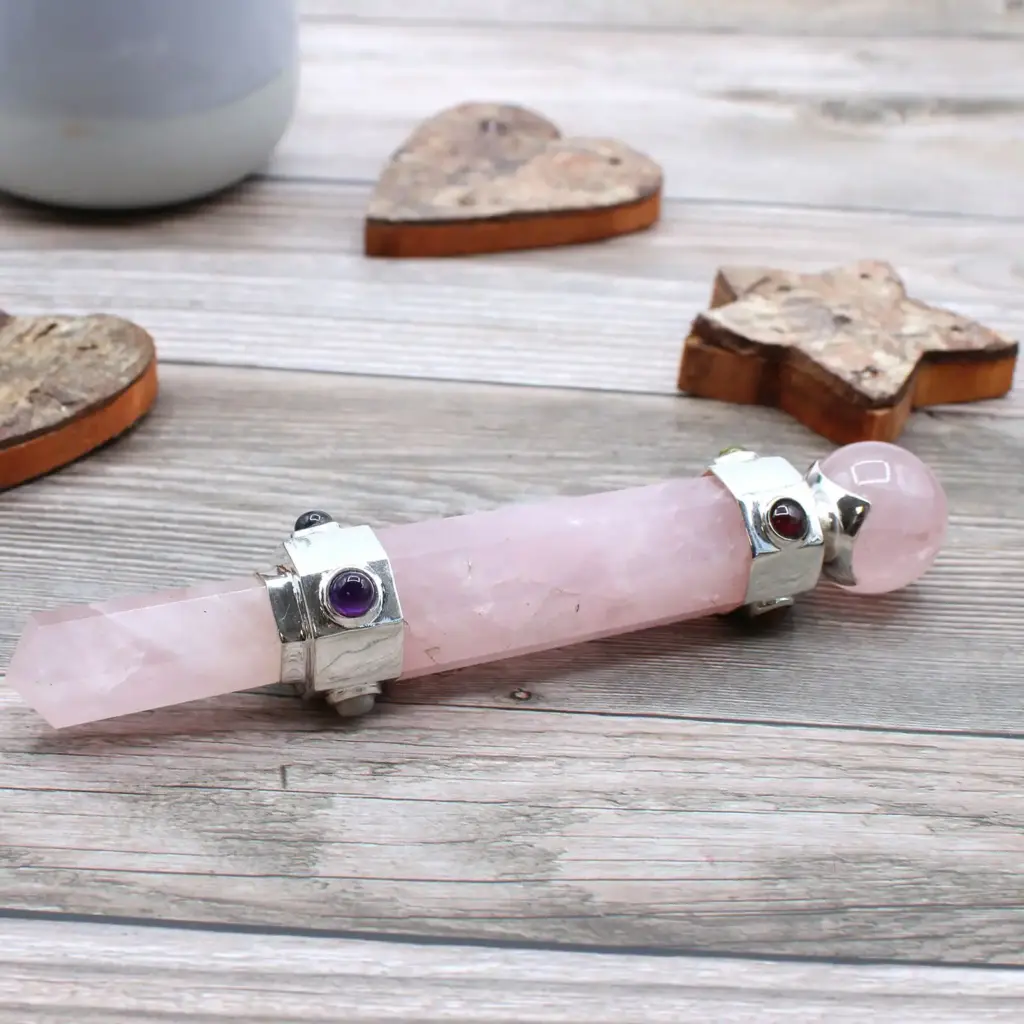 Hexagonal Crystal Healing Wand – 12cm – Rose Quartz | www.artisangoods.co.uk 3
