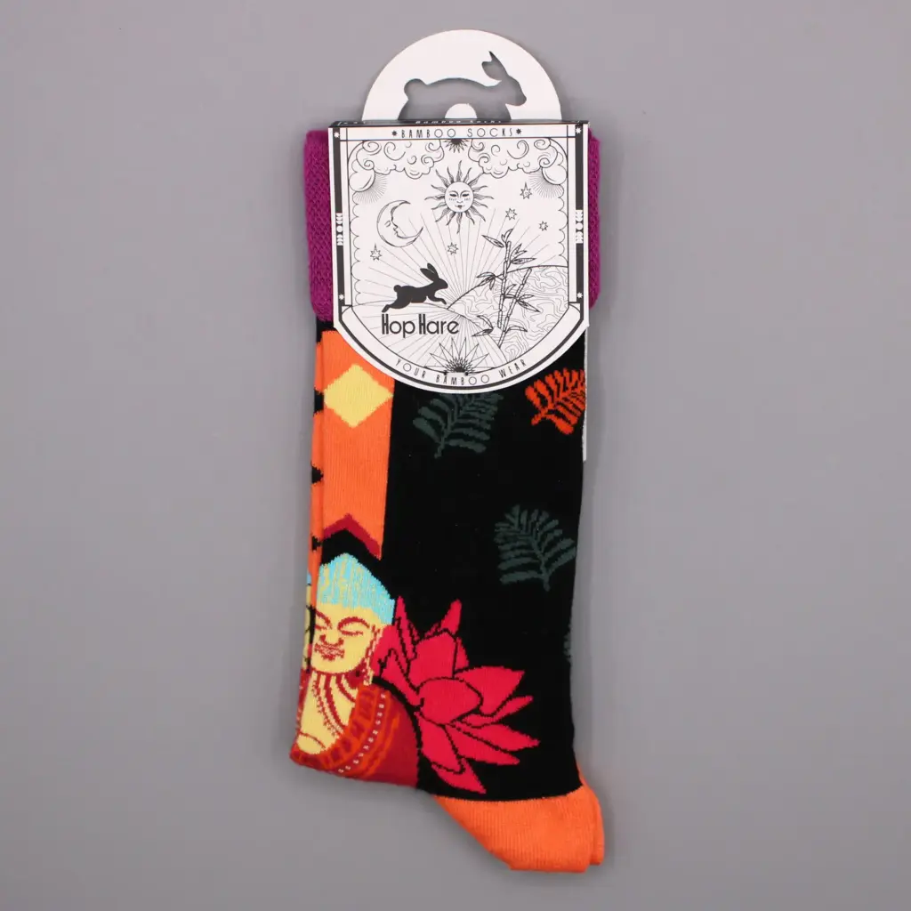 Hop Hare Bamboo Socks S/M – Pink Buddha & Lotus  | www.artisangoods.co.uk 3